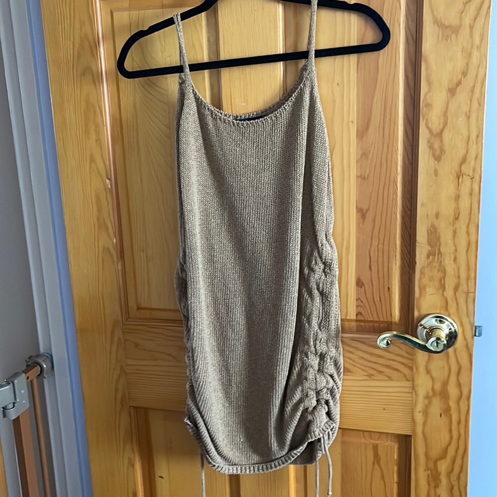 Boohoo tan knit dress